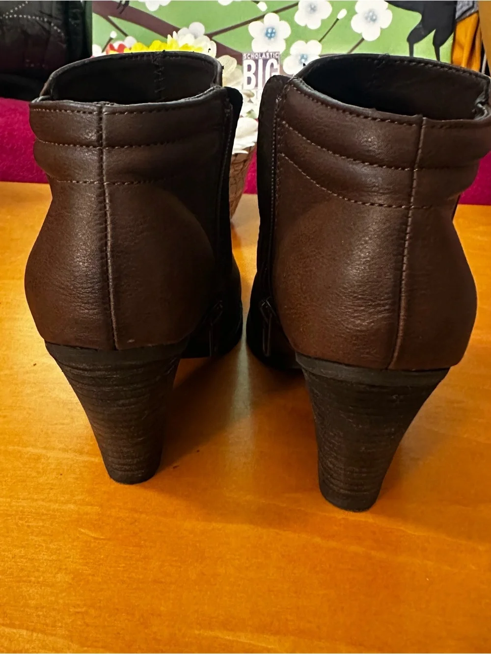 Classic Brown Women’s Ankle Booties - Sleek Side Zip Design